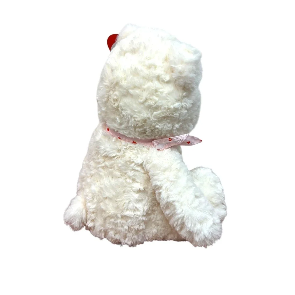 12 inch Giggle scape White Plush Teddy Bear Pink Strawberry Bandana Valentine